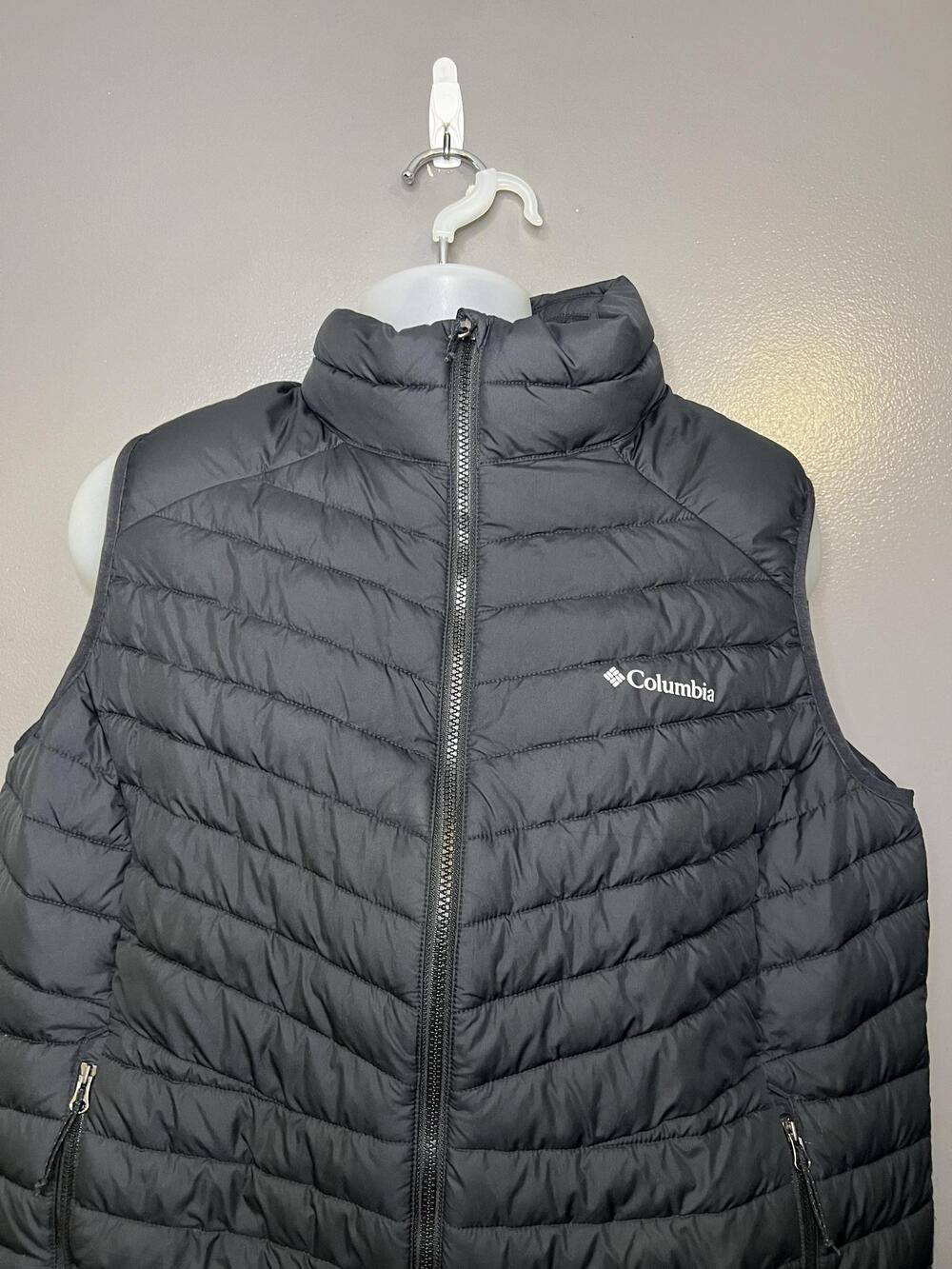 Columbia Vest Mens 2XL Black Omni-Heat Puffer Insulated Zip Pockets Lightweight